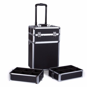 Truccatrice professionale valigia In alluminio 4-In-1 alla moda con chiusura aperta cosmetica Trolley - Product Image 2