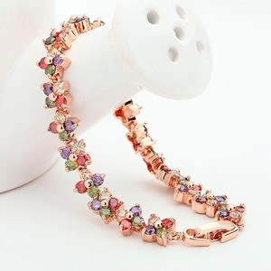 LUOTEEMI Trasporto Libero All'ingrosso Reale 18K Oro <span class=keywords><strong>Rosa</strong></span> Delle Donne di Lusso Multi UN AA CZ <span class=keywords><strong>Fiore</strong></span> Fortunato Braccialetti Dei Monili di Nozze per la Sposa - Product Image 6