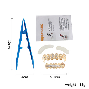 Grillz — ensemble complet de dents dorés, une paire de fausses dents pour hip hop, inférieure et supérieure, offre spéciale, - Product Image 6