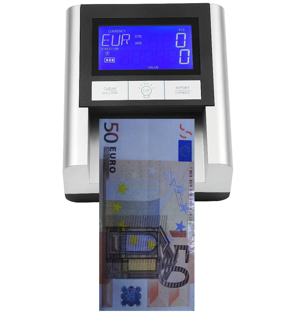 EC500 ECB test con rivelatore di moneta luce UV macchina rilevatore di valuta con EURO,USD,Israel,CAD,GBP,AUD cash detector