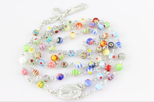 perle <span class=keywords><strong>di</strong></span> vetro <span class=keywords><strong>di</strong></span> <span class=keywords><strong>murano</strong></span> collana croce croce collana del rosario gioielleria cristiana gioielli regali - Product Image 1