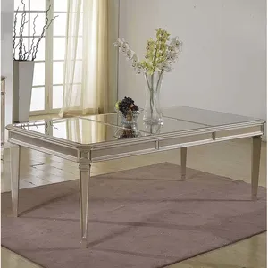 New arrival rent event wedding party mirrored dining table 8 seating for living room