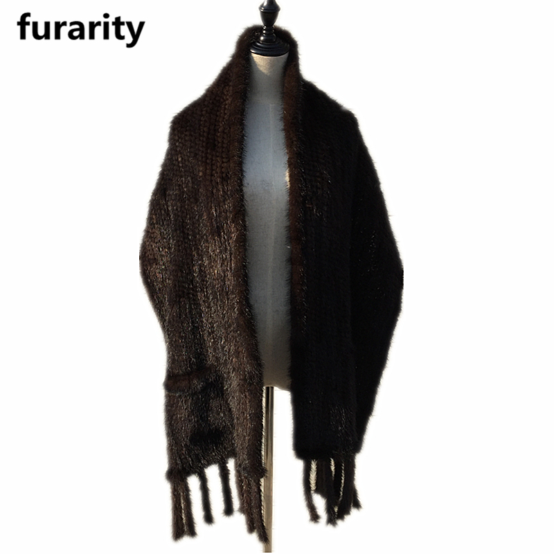 SF0190, оптовая и розничная продажа, Подлинная женская шаль из меха норки с карманами, шаль из натурального меха норки, шарф