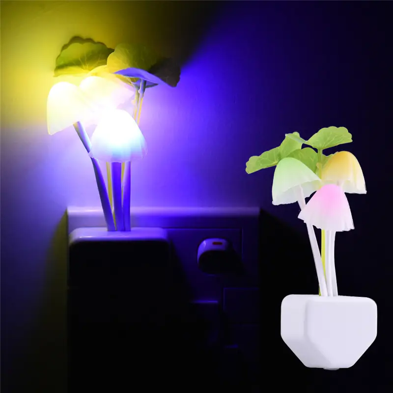 Mushroom Night Light Bed Lamp Home Illumination Light sensor automatic startup EU US Plug