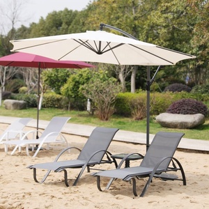 Set da Giardino con <span class=keywords><strong>Lettino</strong></span> <span class=keywords><strong>Prendisole</strong></span> in Alluminio, Tavolino Laterale e Ombrellone per Patio e <span class=keywords><strong>Spiaggia</strong></span> - Product Image 5