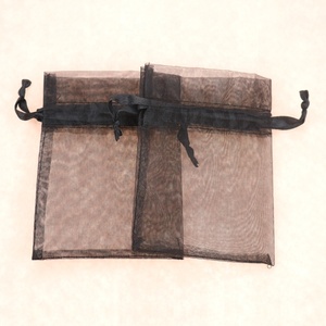 Sac en <span class=keywords><strong>organza</strong></span> à cordon imprimé personnalisé noir pour cadeau - Product Image 6