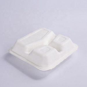 Bagasse Box 9*3 PFAS Free Biodegradable Food Container Disposable Bagasse Pulp Clamshell Box