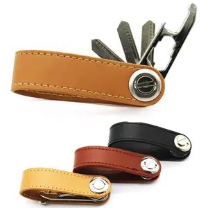 Wsnbwye Top Quality OEM Double Real Leather <strong>Key</strong> Chain Smart <strong>Key</strong> Holder Business Design <strong>Organizer</strong> With Bottle Opener Keychain - Product Image 1