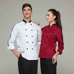 2017 moda blanco cinta de color chef de manga larga chaqueta uniforme para <span class=keywords><strong>el</strong></span> <span class=keywords><strong>restaurante</strong></span> - Product Image 5