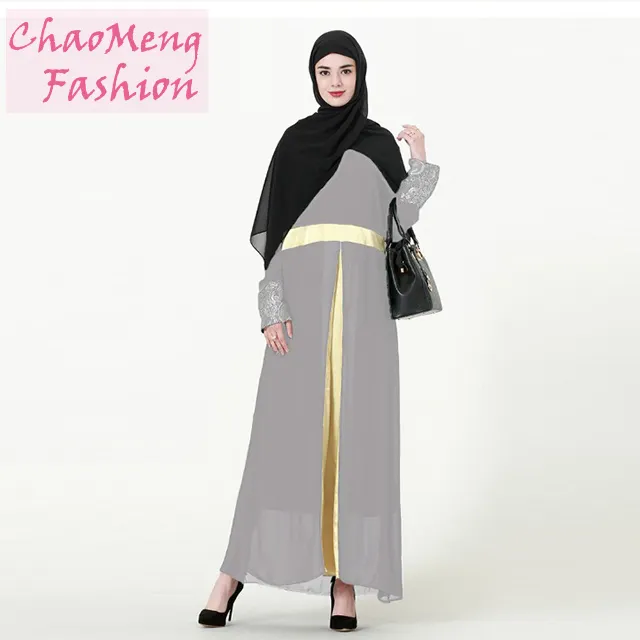9041 # японские шифоновые сарафаны, кафтан, новая модель, платье с длинным рукавом, Исламская Абая, Повседневное платье для полных мусульманских женщин