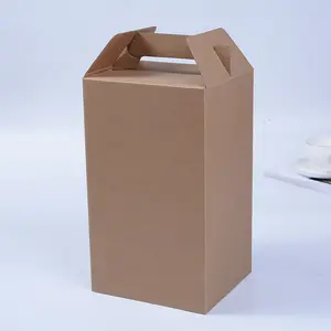 Recycled Custom print Folding brown Kraft Soap e flute Corrugated Packaging Cardboard carton Paper gift bottle Box With Handle