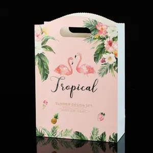 Wholesale Recycled Personalized Art Card Shopping Bag Print Flamingo Paper Bag for Gift