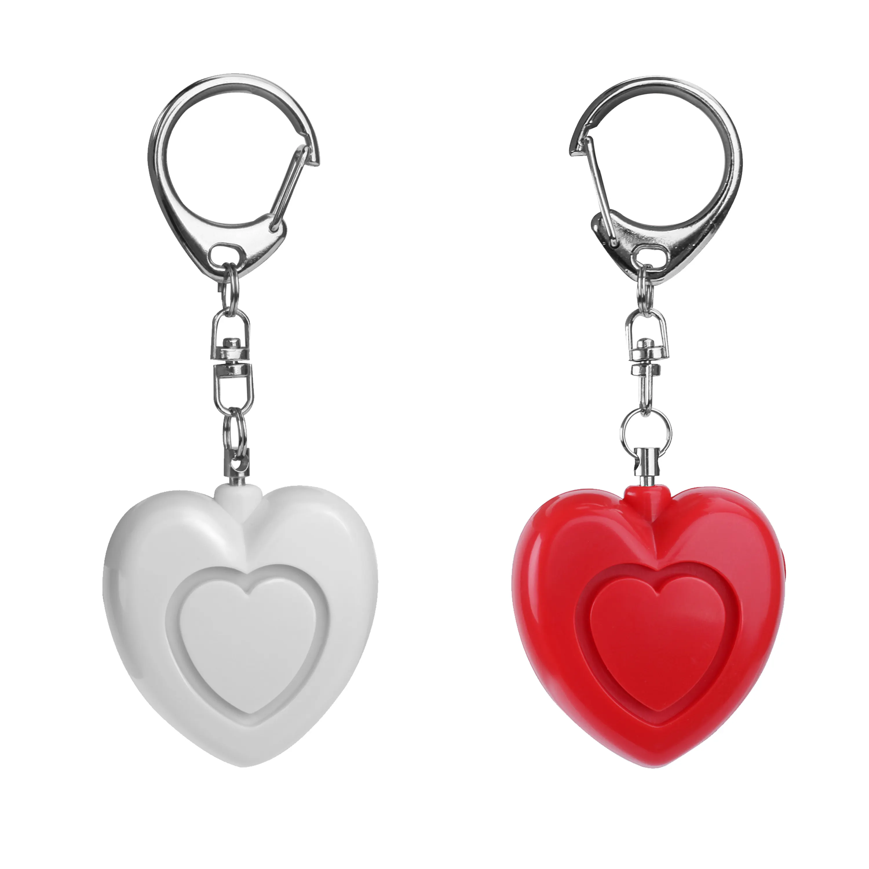 Meinoe Hot Sell Personal Alarm Patented Heart Shape Lady Lovely Alarm With Keychain And LED Light