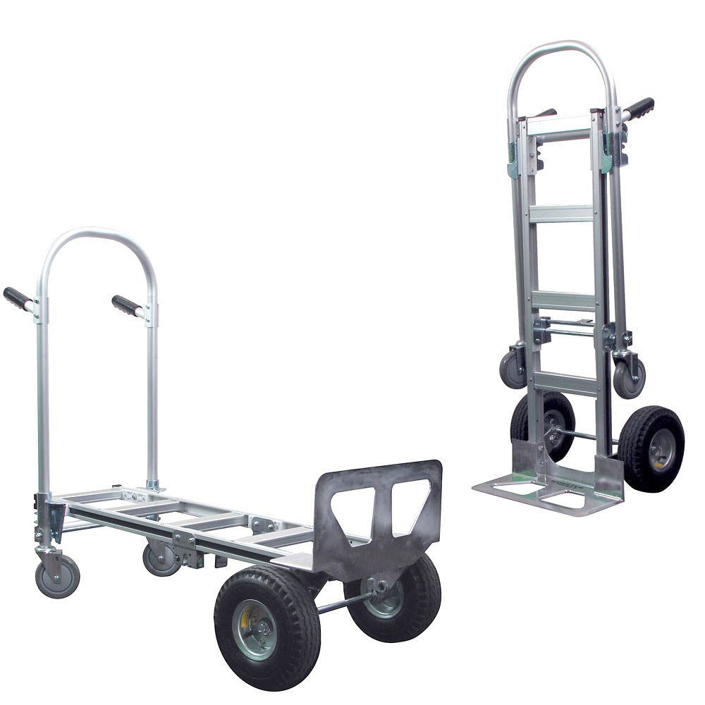 Heavy Duty 300kg 3-in-1 Convertible Aluminum Hand Truck with 10x3.50-4 Pneumatic Wheels and 5 Casters OEM Customizable