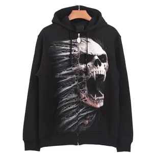 Designer Fashion Indie Urban Groothandel Custom Print Rits Man Hoody Zwart