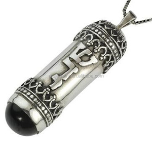 Colgante <span class=keywords><strong>de</strong></span> Mezuzá Personalizado Chapado en Plata Antigua, Joyería <span class=keywords><strong>de</strong></span> Jerusalén, Israel, Inscripción <span class=keywords><strong>de</strong></span> las Escrituras Judías, Colgante <span class=keywords><strong>de</strong></span> Pilares Bíblicos - Product Image 1