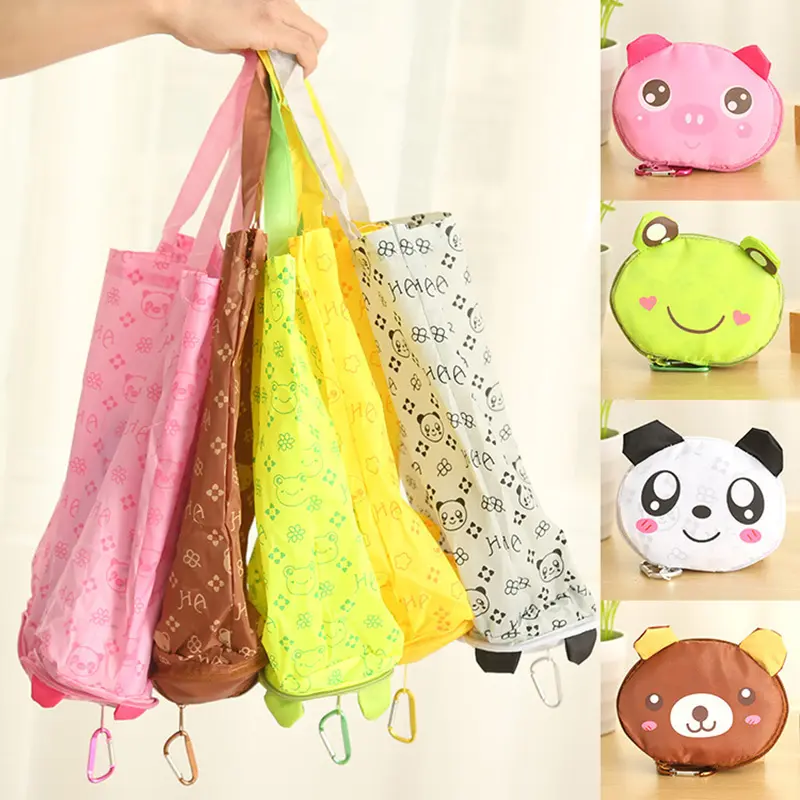 Nuova borsa promozionale in tessuto borsa pieghevole a forma di cartone animato eco poliestere shopping bag