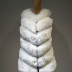 Thời Trang Trắng Đen Xanh Faux Fur Vest Cho Mùa Thu Mùa Đông