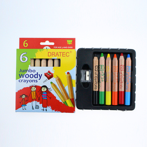 Grande couleur boisée de <span class=keywords><strong>crayons</strong></span> de cire pour les étudiants avec 6 pièces non toxiques dans une boîte en carton - Product Image 3