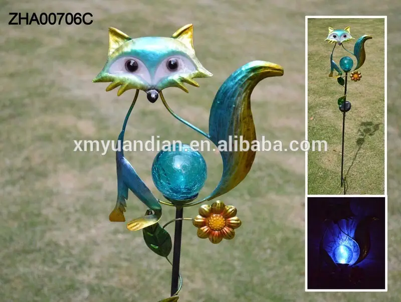 Fox del metal del diseño artesanía decoración jardín con luz solar