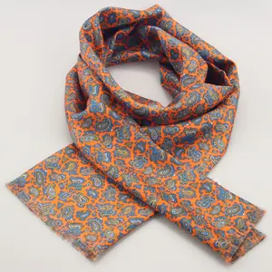 Mens Fashion Hoge Kwaliteit Digitale Afdrukken Handgemaakte OEM Custom Zijden Sjaal