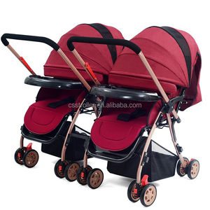 Carrito portátil <span class=keywords><strong>plegable</strong></span> desmontable de charol, carrito de bebé gemelo, cochecito de bebé doble, cochecito de bebé para gemelos, color gris - Product Image 6
