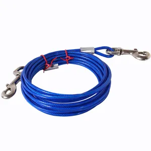 Adjustable Tie-out Outdoor Steel Wire Two Hook Tie Out Cable Leash for Dog