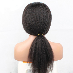 Non transformés vierge 18 pouces crépus droite 100% indien remy de cheveux humains pleine <span class=keywords><strong>perruque</strong></span> de lacet - Product Image 6
