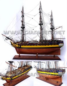 Modèle de grand navire à voiles en bois H.M.S DIANNA - Décoration en bois - Product Image 2