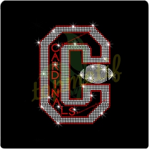 Bling Cardinals Football Team strass hotfix rhinestone motif,wholesale iron on rhinestone <span class=keywords><strong>applique</strong></span> - Product Image 1