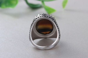 Wholesale Price Fashion Light Luxury Big <strong>Tiger</strong> <strong>Eye</strong> Stone 925 Sterling Silver Men' s <strong>Ring</strong> - Product Image 3