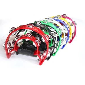 Factory direct hot sale colorful musical percussion instruments plastic double hand ring tambourine with color box