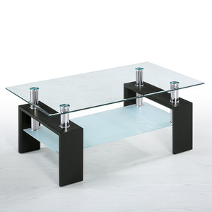 Modern Wooden Legs Tempered Glass Dining <strong>Table</strong> <strong>Coffee</strong> Center <strong>Table</strong> <strong>Rectangle</strong> Square - Product Image 2