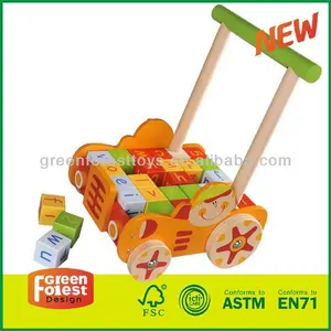 Children Wooden Baby Walker With Block