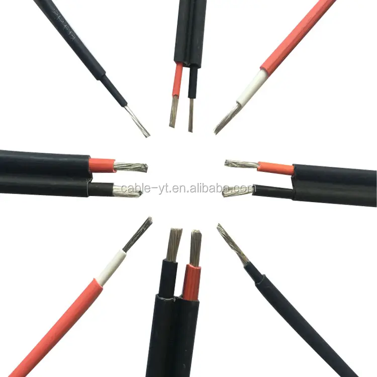 TUV 2 PfG 1169 PV1-F Wire 1 & 2 core AC & DC 4mm double core solar cable 1.5/2.5/4/6/10/16/25/35 mm2