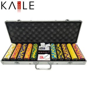 ชุดอุปกรณ์คาสิโน ชุดชิปโป๊กเกอร์ดินเหนียว 500 ชิ้น ชิปโป๊กเกอร์สำหรับคลับ ไพ่เล่นไพ่ พร้อมกล่องอลูมิเนียม - Product Image 5