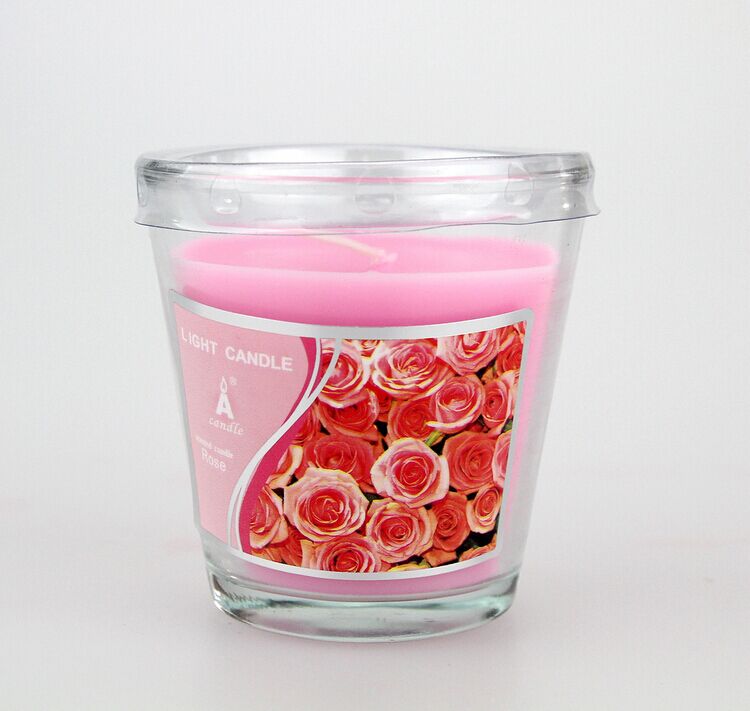 2oz clear glass candle holder with paper sticker