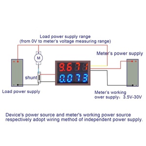โวลต์มิเตอร์แอมป์มิเตอร์ 4 หลัก DC 0-10V 0-10A โวลต์แอมป์มิเตอร์ เครื่องวัด VA  วัดกระแสไฟฟ้าบวกและลบ  หน้าจอ LED <span class=keywords><strong>ส</strong></span>ีน้ำเงินและสีแดง - Product Image 4