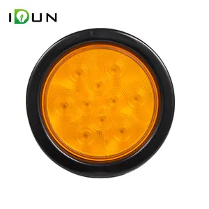 DOT SAE Emark Truck Feu arrière rond à LED de 4 pouces à LED pour remorque 12 volts à LED ambre Lampe flash stroboscopique