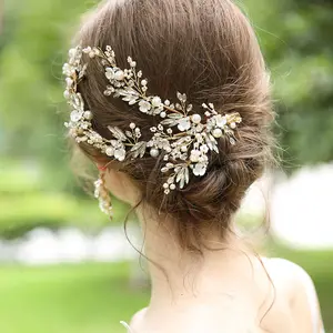 Costume tradizionale intrecciare i fatta a mano imitazione della perla e cristallo accessori per capelli da sposa