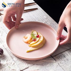 Factory Online Wholesale Flat Round Ceramic Pink Dinner <strong>Plate</strong> <strong>Mat</strong> - Product Image 5