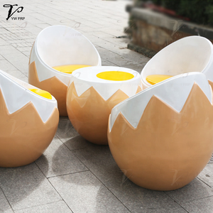 Restaurant Fiberglass Dining Lounge Egg <strong>Shell</strong> <strong>Chair</strong> and Coffee Yolk Table Set - Product Image 3