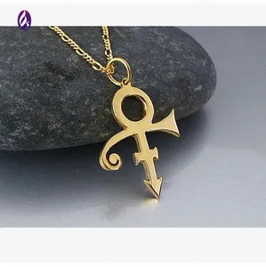 Girls fashion birthday gift alloy gold prince symbol necklace