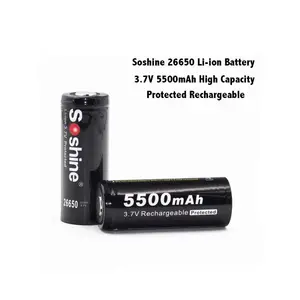 2 шт. Soshine 3,7 в 5500 мАч 26650 батарея Защищенный 26650 перезаряжаемый литий-ионный аккумулятор батареи с кейс для батареек