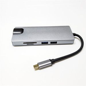 8 en 1 <span class=keywords><strong>USB</strong></span> 3,1 tipo <span class=keywords><strong>C</strong></span> a <span class=keywords><strong>USB</strong></span> 3,0 Hub <span class=keywords><strong>Hdmi</strong></span> 4K VGA Hub Gigabit Ethernet Rj45 <span class=keywords><strong>Lan</strong></span> estación de acoplamiento tipo <span class=keywords><strong>C</strong></span> adaptador con lector de tarjetas - Product Image 3
