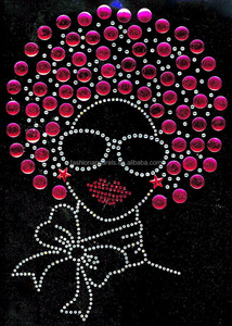 Fille Afro rose Sexy de haute qualité avec transfert de <span class=keywords><strong>strass</strong></span> de <span class=keywords><strong>cheveux</strong></span> noirs pour vêtements taille 10" - Product Image 3
