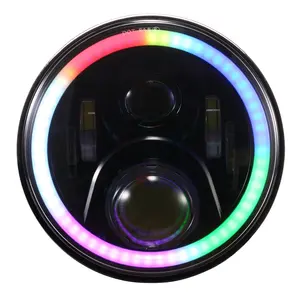 2019 最新 7英寸 rgb led 大灯天使眼投影机大灯 APP 控制 7 “RGB 汽车大灯