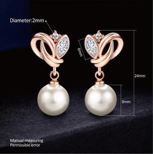Boucles d'oreilles pendantes en imitation perle vintage de haute qualité, or rose, bijoux de mode pour femmes, cadeau de mariage ou d'anniversaire, vente en gros <span class=keywords><strong>E224</strong></span> - Product Image 2