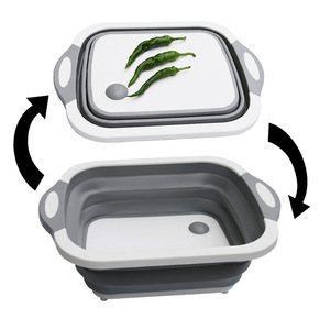Panier à légumes et de fruits multifonctions, pliable, avec égouttoir, planche à découper, ustensile de cuisine, <span class=keywords><strong>2019</strong></span> - Product Image 4