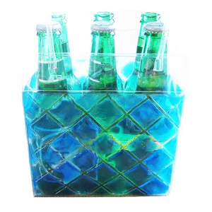 Saco de gelo portátil para garrafas, saco térmico personalizado de gel com 6 garrafas